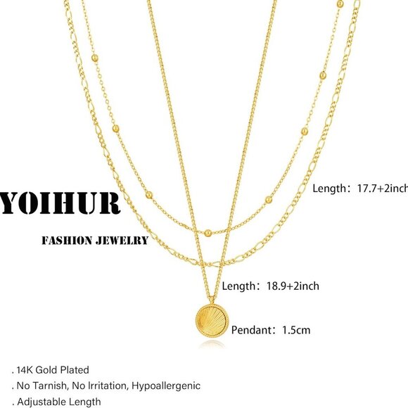 Layered Gold Necklaces for Women,14K Gold Plated Dainty Stackable Stack Choker N - Picture 5 of 7